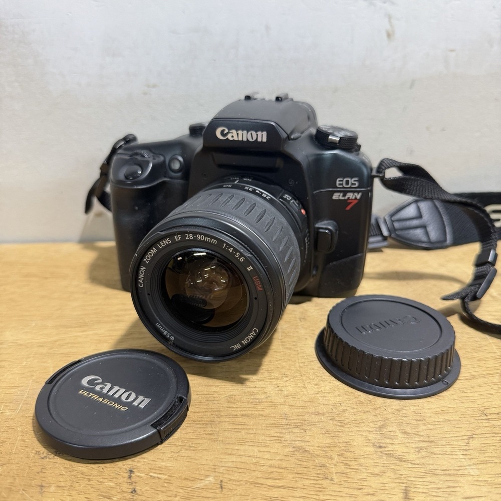 Canon EOS Elan 7 35mm SLR Film Camera W/ EF 28-90mm f/4-5.6 USM Lens Tested